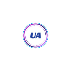 UA creative initial letter flat monogram logo design with White background.Vector logo modern alphabet gradient color frame style.