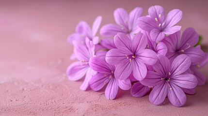   A tight shot of purple flowers against a pink backdrop Text or image insertion area