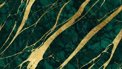 Dark green marble block with gold veins pattern texture, wall tile sample banner