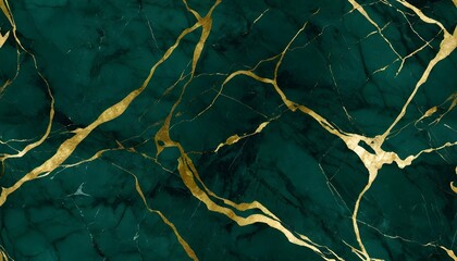 Dark green marble block with gold veins pattern texture, wall tile sample banner