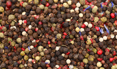 Peppercorn. Food Spices Mix Colorful Peppercorns.Close Up, Macro. Pepper wallpaper backdrop