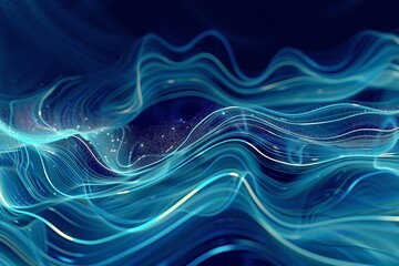 Fototapeta premium Rtificial Intelligence Abstract Background. Technology Digital Illustration With Blue Line Flow. Motion Graphic Futuristic Element.