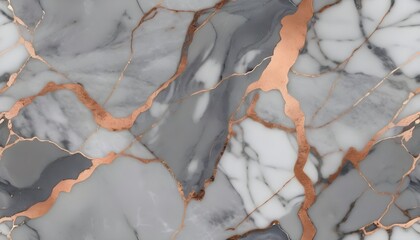 Grey cloudy marble texture with copper veins pattern, wall tile sample banner