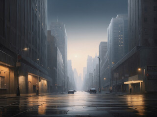 Future cityscapes at dusk