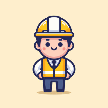 cartoon character of a worker wearing safety clothing