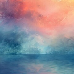 Sunrise mist, abstract colors blend, wide view, pastel palette for tranquil wallpaper , blender