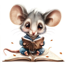 Cute Funny Cartoon Mouse, Illustration for Children Book, Generative AI