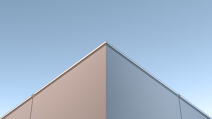 Corner structure, minimalist building. Architectural modern design of the building, wallpaper.3D render