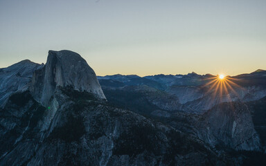 Sunrise over half dome in yosemite national park