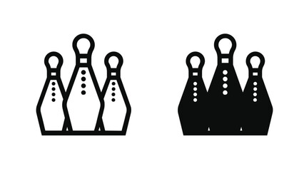 Bowling Icon Design with Bowling Pins and Ball Variations - obrazy, fototapety, plakaty