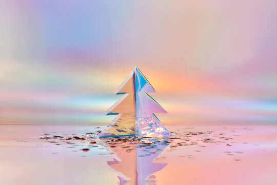 Handmade Christmas tree of textured radial foil with confetti