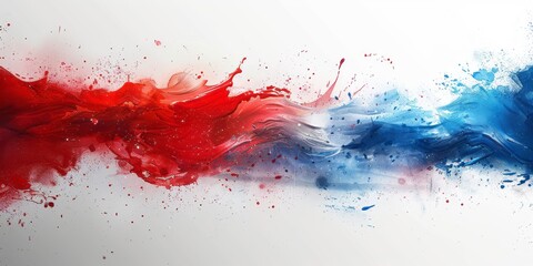 Red, blue abstract color splash. Generative AI