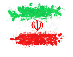 iran flag with paint splashes - obrazy, fototapety, plakaty