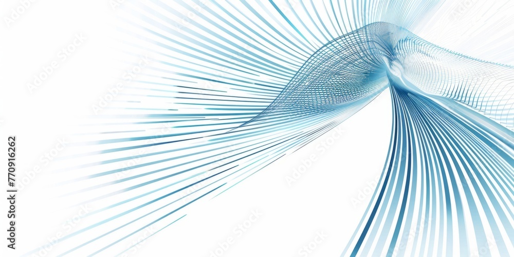 Poster abstract linear blue lines pattern, technology background a minimalist design of curved and straight