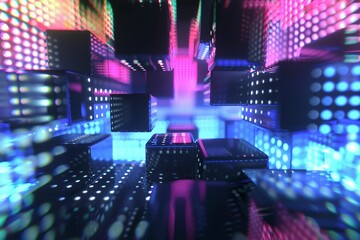 Colorful Cube Equalizer Background. Design 3d Illustration.