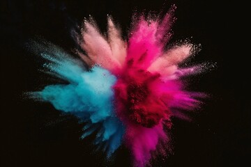 Colored powder explosion on a black background