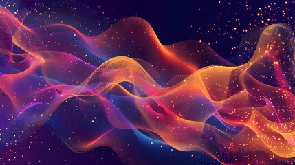 Technology digital wave background concept.Beautiful motion waving dots texture with glowing defocused particles. Cyber or technology background ai generated 