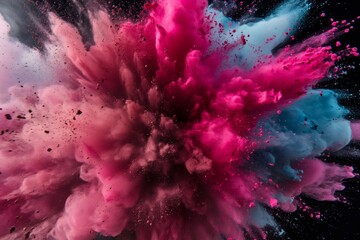 Colored powder explosion on a black background
