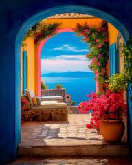 Cozy terrace over the sea in a summer day - 770921456