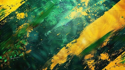 horizontal banner, Jamaica Independence Day celebration, flag of Jamaica, stone wall texture, paint strokes, copy space, free space for text - obrazy, fototapety, plakaty