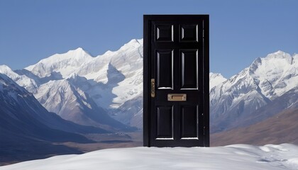 A-black-door-set-against-a-backdrop-of-snow-capped-mountains-- (2)