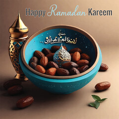 Vector Ramadan kareem background with combination of 3D and mosque