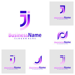 Set of Letter J logo design vector. Creative Initial J logo concepts template