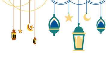 Islamic Ramadan Lanterns With Golden Color Vector Design Images