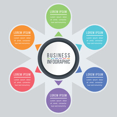 Infographic circle design 6 steps, objects, options or elements business information colorful