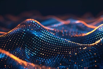 Digital Technology Background. Dynamic Wave of Glowing Particles. Abstract Background.