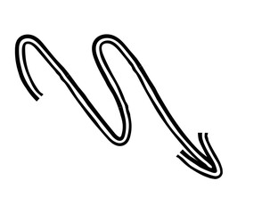 Hand drawn simple arrow drawn with wax crayon, chalk or charcoal. Uneven dry texture for underlining highlighting. Pencil drawn lines, strikethrough, grungy vector isolated on white