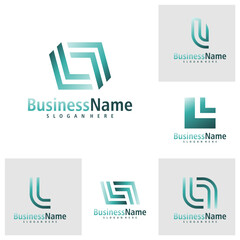 Set of Letter L logo design vector. Creative Initial L logo concepts template