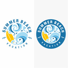 waves logo design inspiration. summer logo