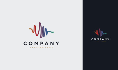 concept Logo music sound wave, studio, music, DJ, audio system, store, party. Brand, branding,company