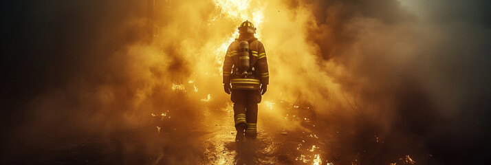 A confident firefighter, equipped for rescue, ensures safety in emergency situations with bravery and expertise.