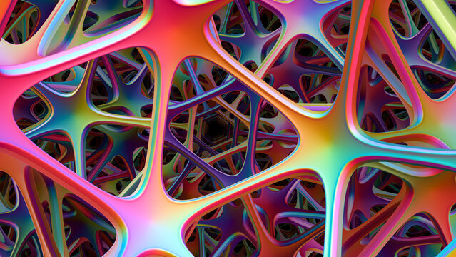  Bright geometric triangle fractal.
