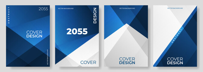 Blue and white abstract modern poster or vertical background vector set. A4 resolution polygonal elegant cover design for brochure, book, flyer, poster, background, banner, annual report presentation.