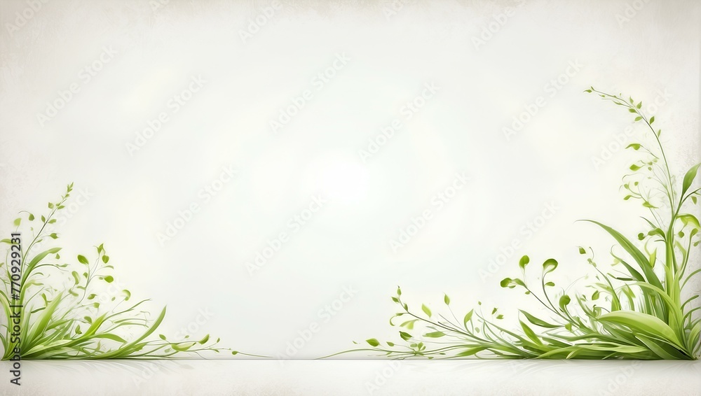 Poster spring background with grass and flowers, copy space, space for text and design