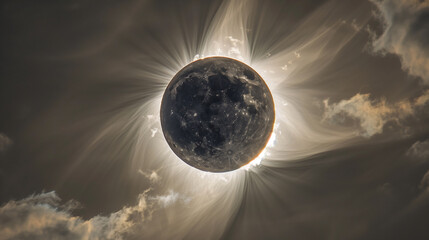 Spectacular image of the moon eclipsing the sun. - obrazy, fototapety, plakaty