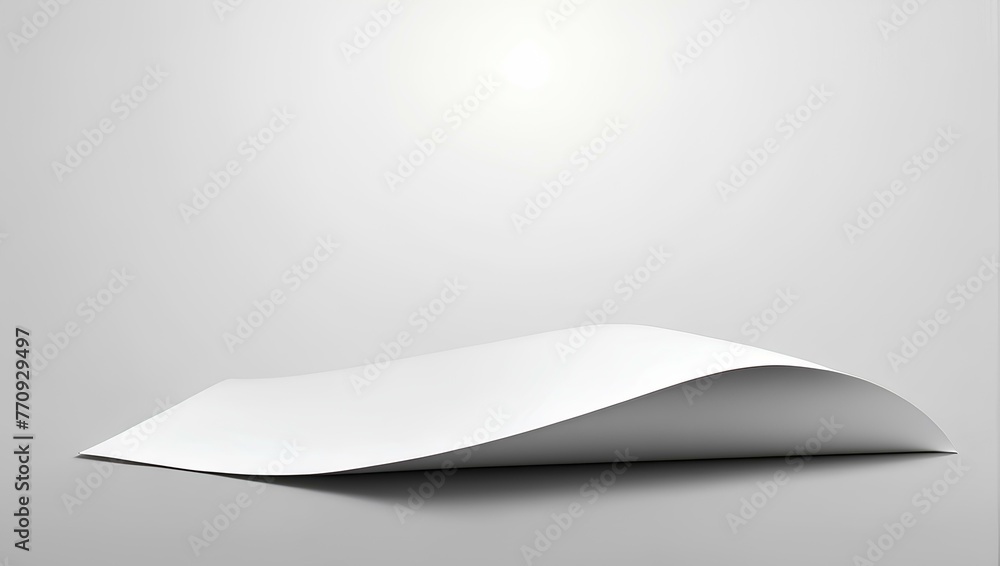 Poster white sheet of paper with shadow on white background with copy space, space for text and design