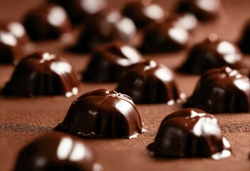 chocolate pralines on chocolate background