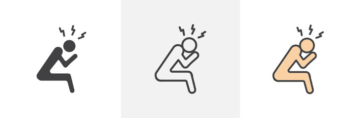 Anxiety Relief and Stress Management Icons. Mental Health and Emotional Wellness Symbols.