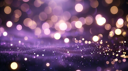 A scene of subtle elegance with pale lavender particles meandering in the dark. The bokeh effect softens the lights, creating a delicate tapestry of color and light with an unmatched depth of field.