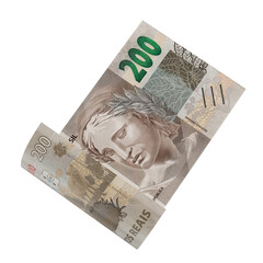 3D Brazilian 200 Reais Banknote: Transparent Background
