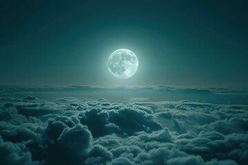 Full Moon casting a soft glow over an cloudscape