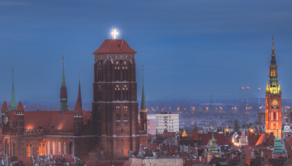 Gdansk Old town at night  - obrazy, fototapety, plakaty
