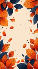 Bright Orange and Blue Leaves on White Background