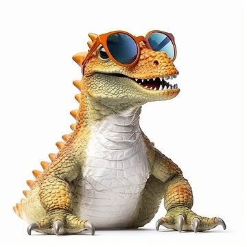 Cute funny Dinosaur wearing sunglasses