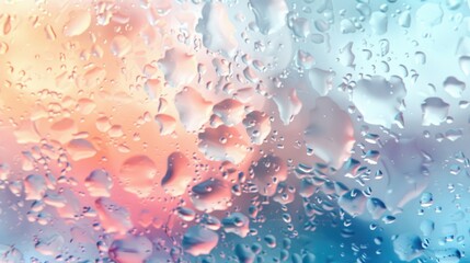 Glass gradient texture with drops, blurred bokeh effect  - obrazy, fototapety, plakaty