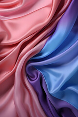 Obraz premium Pink purple blue silk satin fabric folds close up -AI Generative